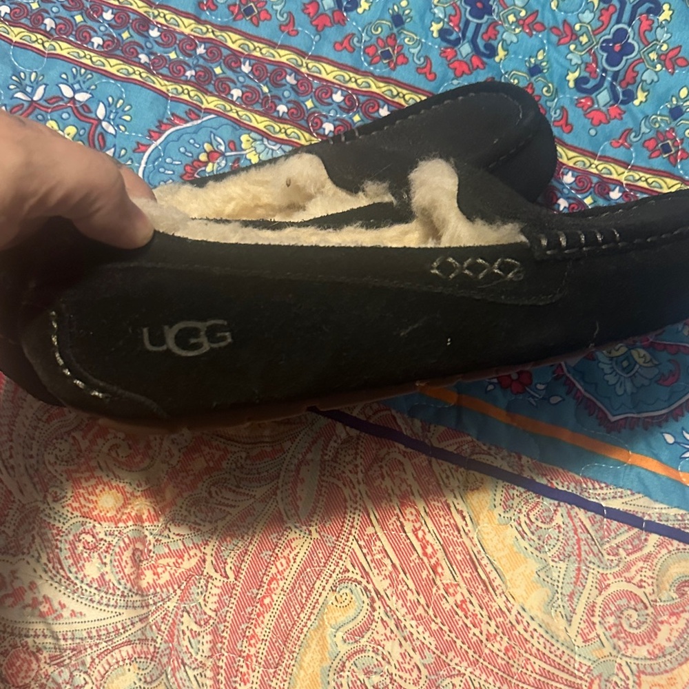 UGG Men's Dark Suede Slip-Ons with Cream Lining - Picture 3 of 4